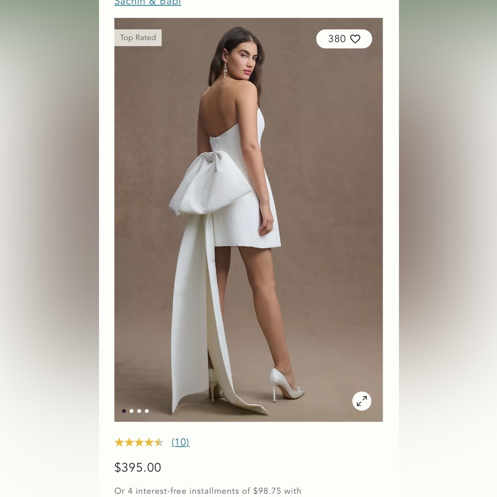 BHLDN Sachin & Babi Grace Strapless Back-Bow Mini Dress